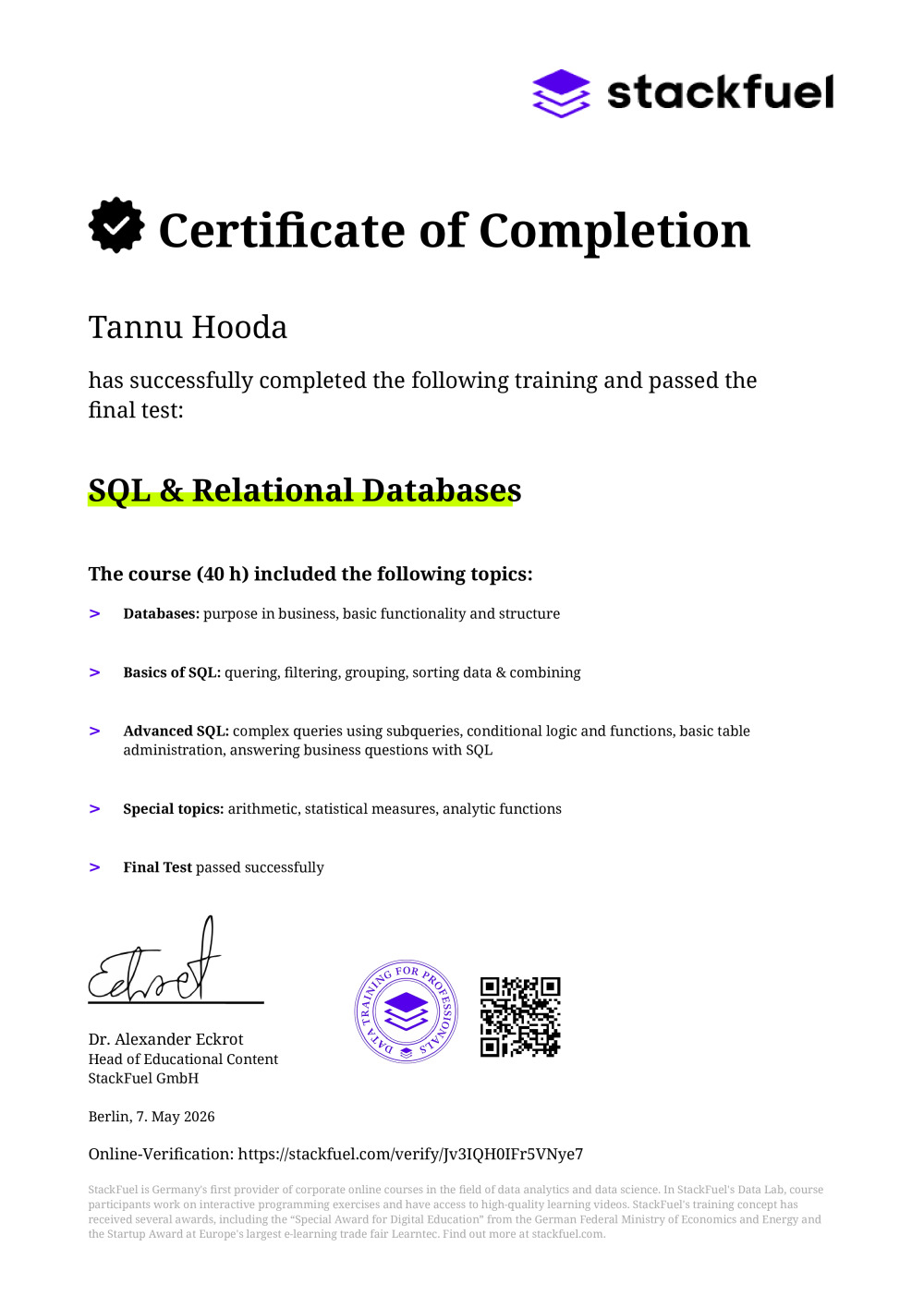 Certificate