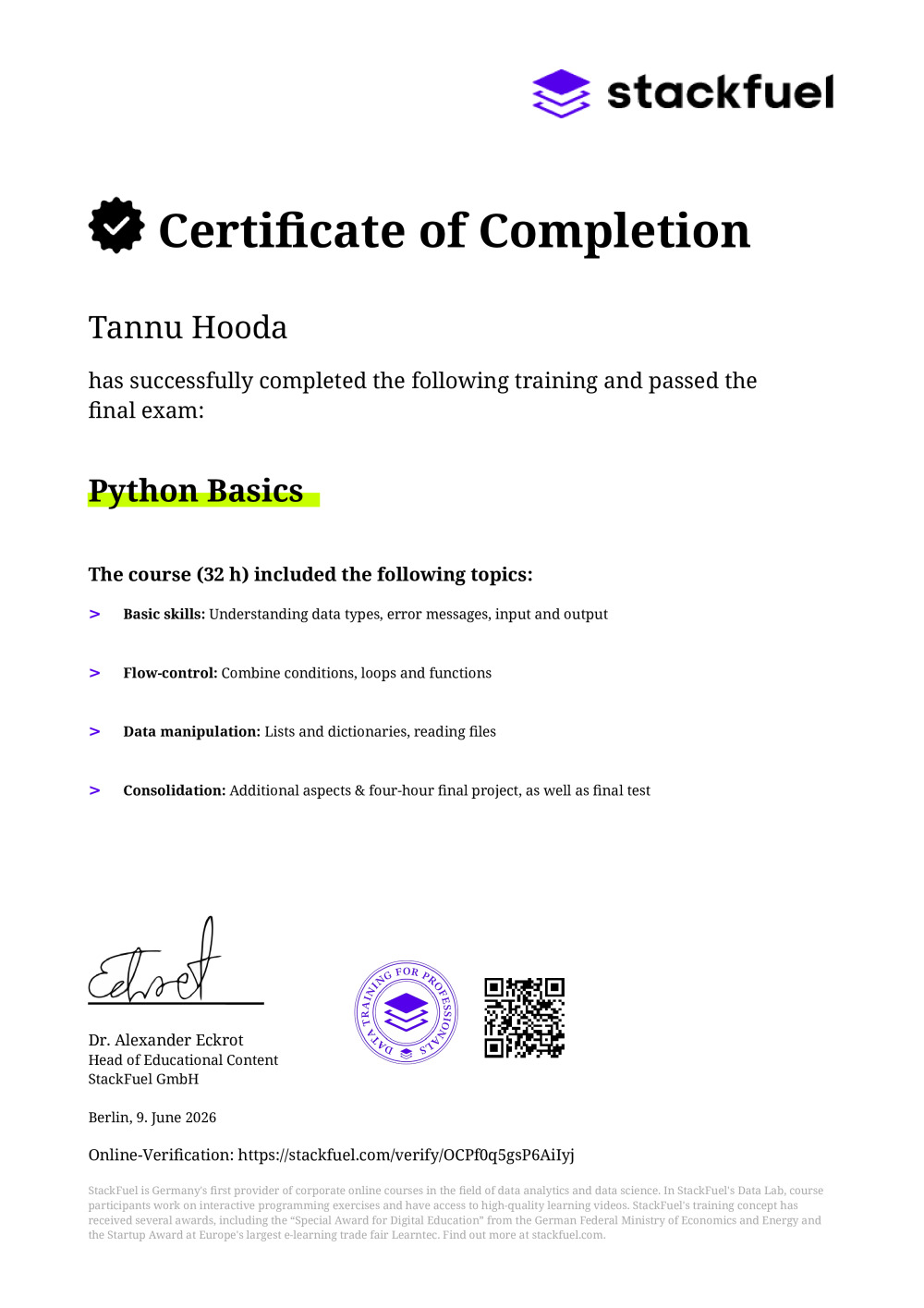 Certificate