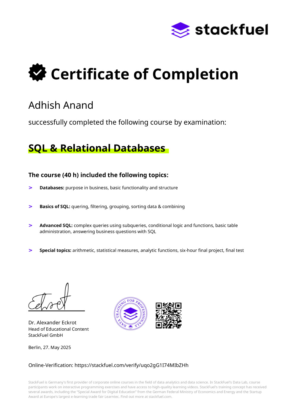 Certificate